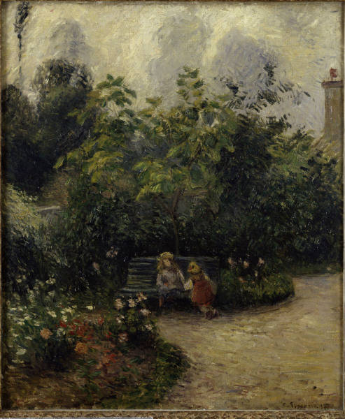 C.Pissarro,Ecke im Garten in L''Hermitage van Camille Pissarro