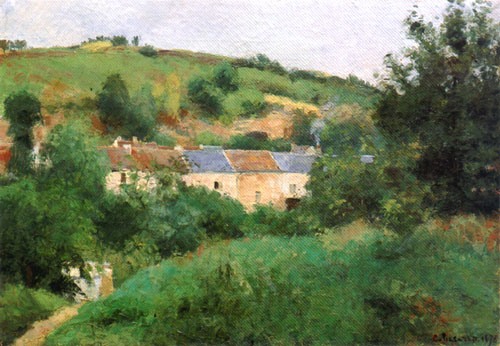 Die Dorfstrasse van Camille Pissarro