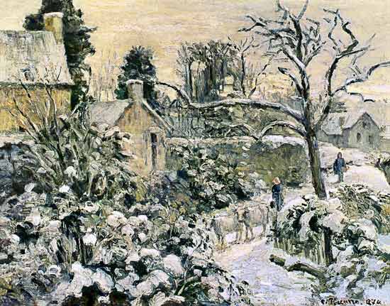 Effect of Snow with Cows at Montfoucault van Camille Pissarro