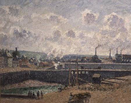 Low Tide at Duquesne Docks, Dieppe van Camille Pissarro