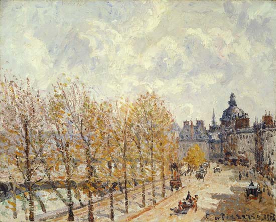 The Malaquais Quay in the Morning, Sunny Weather van Camille Pissarro