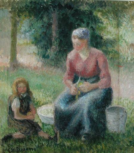 Peasant Woman and her Little Girl van Camille Pissarro