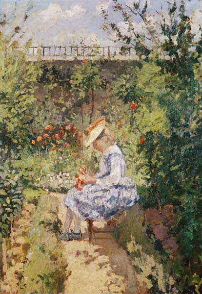 Girl in a Garden van Camille Pissarro