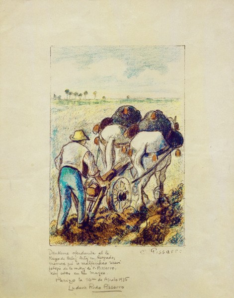 Pissarro / Ploughing Peasant / 1898 van Camille Pissarro