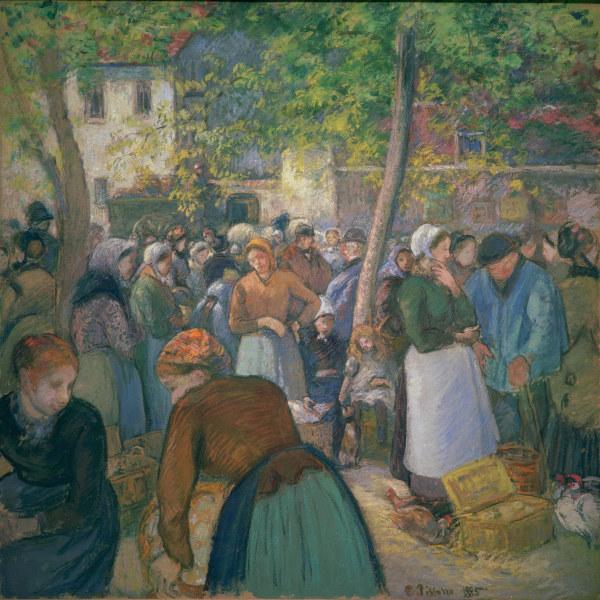 Pissarro / The poultry market / 1885 van Camille Pissarro