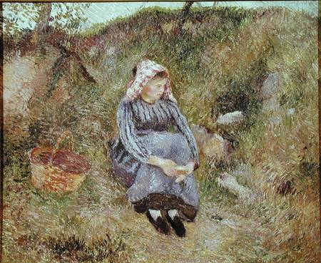 Seated Peasant Girl van Camille Pissarro