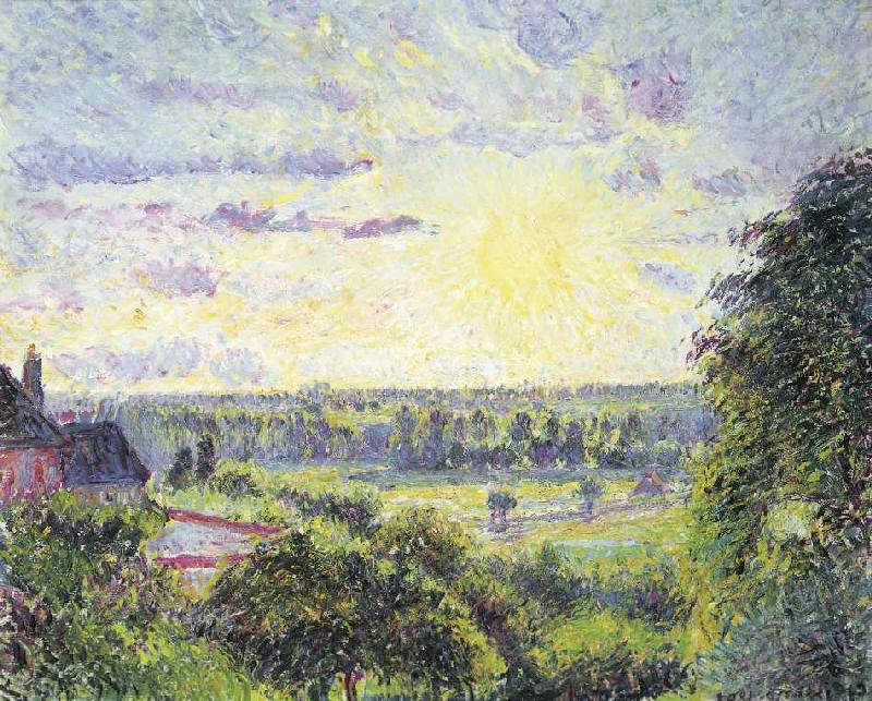 Sonnenuntergang in Eragny van Camille Pissarro