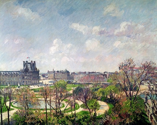 The Garden of the Tuileries, Morning, Spring van Camille Pissarro