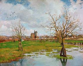 C.Pissarro, Landschaft m. überschwemmten