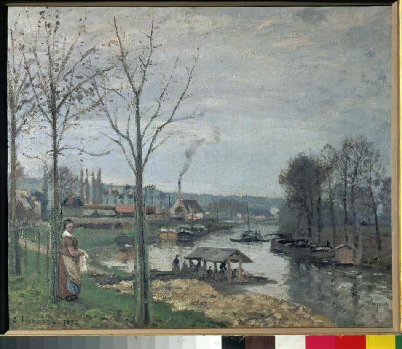 Der Wäscher-Steg in Port-Maly (Pontoise) van Camille Pissarro