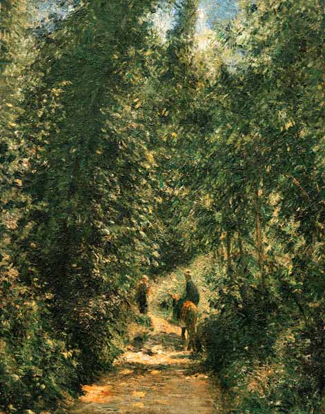 C.Pissarro, Weg unter Bäumen, Sommer van Camille Pissarro
