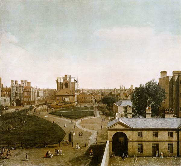 London: Whitehall and the Privy Garden from Richmond House van Giovanni Antonio Canal (Canaletto)