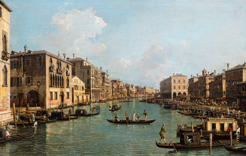 Der Canal Grande in südöstlicher Richtung zur Rialtobrücke van Giovanni Antonio Canal (Canaletto)