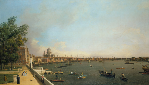 London. The Thames from Somerset House Terrace towards the City van Giovanni Antonio Canal (Canaletto)