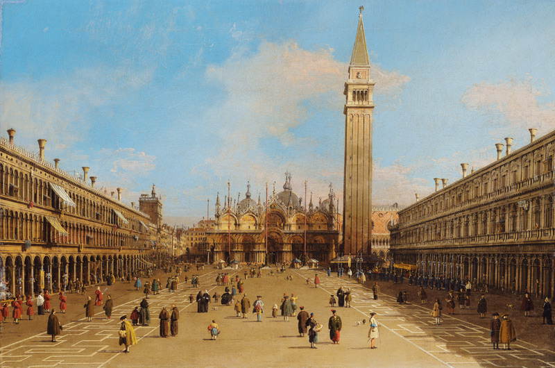Piazza San Marco looking towards the Basilica di San Marco (oil on canvas) van Giovanni Antonio Canal (Canaletto)