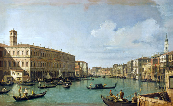 The Grand Canal from the Rialto Bridge van Giovanni Antonio Canal (Canaletto)