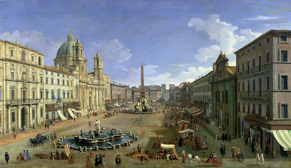 View of the Piazza Navona, Rome van Giovanni Antonio Canal (Canaletto)