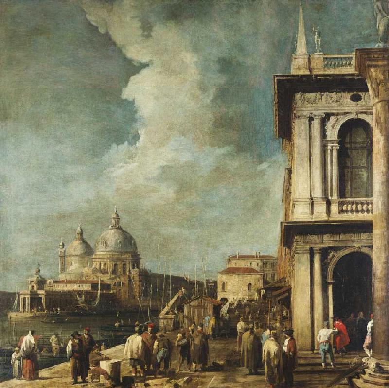 Blick von der Piazetta in Venedig auf den Canale Grande und Sta.Maria della Salute van Giovanni Antonio Canal (Canaletto)