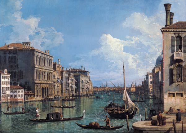 Der Canal Grande bei Campo San Vio nach der Chiesa Santa Maria della Salute van Giovanni Antonio Canal (Canaletto)