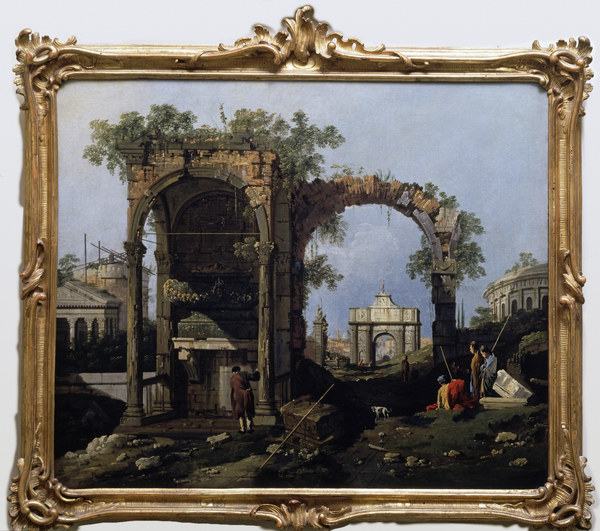 Canaletto / Capriccio and classical ruin van Giovanni Antonio Canal (Canaletto)