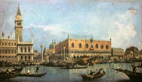 The Molo and the Piazzetta San Marco, Venice van Giovanni Antonio Canal (Canaletto)