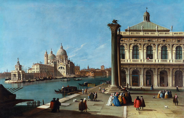 Entrance To Grand Canal, Venice, With Piazzetta And The Church Of Santa Maria Della Salute van Giovanni Antonio Canal (Canaletto)