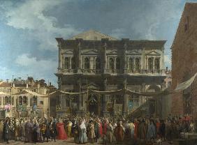 The Feast Day of Saint Roch in Venice van Giovanni Antonio Canal (Canaletto)