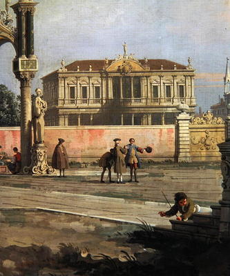 Detail of a Town House and a public square (oil on canvas) van Giovanni Antonio Canal (Canaletto)