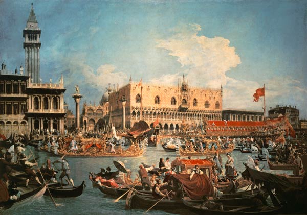 Der Bucentaur vor dem Dogenpalast van Giovanni Antonio Canal (Canaletto)