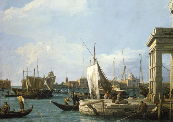 Die Dogana in Venedig van Giovanni Antonio Canal (Canaletto)