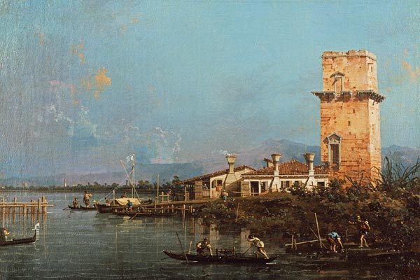 La Torre di Malghera (oil on canvas) van Giovanni Antonio Canal (Canaletto)