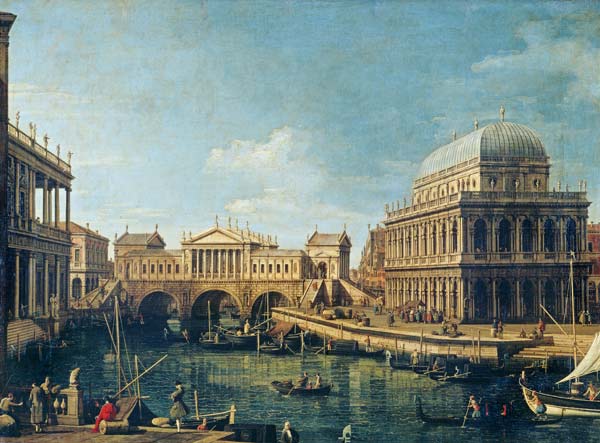 Capriccio: a Palladian Design for the Rialto Bridge van Giovanni Antonio Canal (Canaletto)