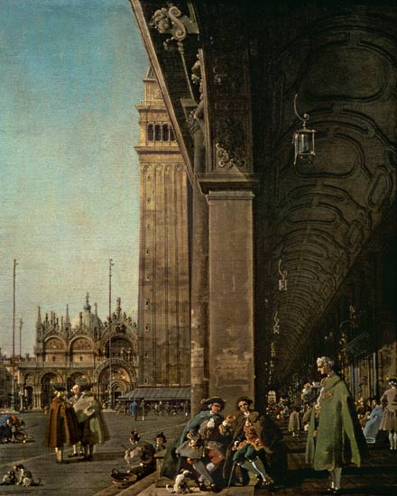 Piazza di San Marco: looking East from the South West Corner and the Colonnade of the Procuratie Nuo van Giovanni Antonio Canal (Canaletto)