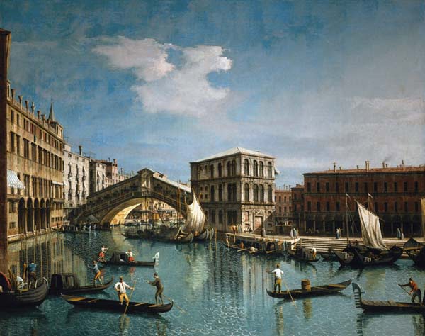 The Rialto Bridge, Venice van Giovanni Antonio Canal (Canaletto)