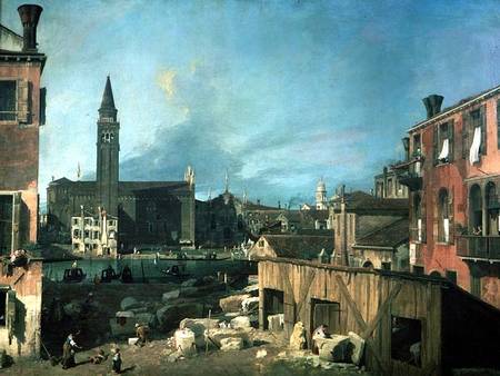 Venice: Campo San Vidal and Santa Maria della Carita (The Stonemason's Yard) van Giovanni Antonio Canal (Canaletto)