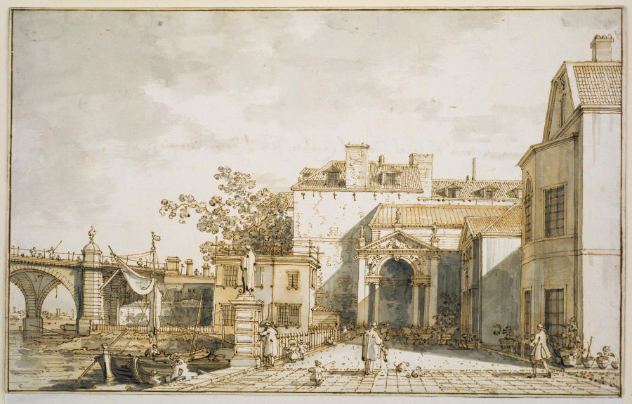 Capriccio with Reminiscences of Westminster Bridge and Richmond House van Canaletto (Giovanni Antonio Canal)