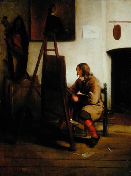 An artist in his studio van Carel Fabritius