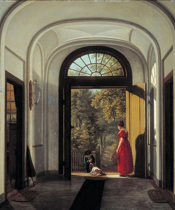 The Artist’s Wife and Child in the Hall of their House on t van Carel Lodewijk Hansen