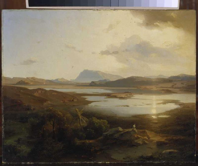 Der Kopais-See in Böotien mit dem Parnass. van Carl Anton Joseph Rottmann