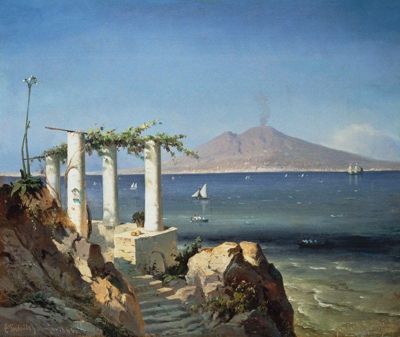 Blick von Capri über die Bucht von Neapel zum Vesuv. van Carl Frederick Sorensen