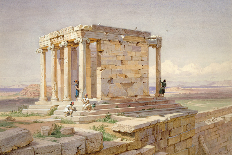 The Temple of Athena Nike. View from the North-East van Carl Friedr.Heinrich Werner