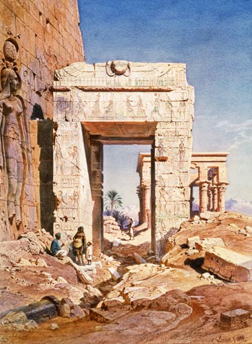 Doorway from Temple of Isis to temple called Bed of the Pharaohs, Island of Philaea, Egypt van Carl Friedr.Heinrich Werner