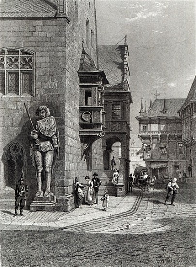 Town Hall, Halberstadt; engraved by E. Joubert, printed Cassell & Company Ltd van Carl Friedr.Heinrich Werner