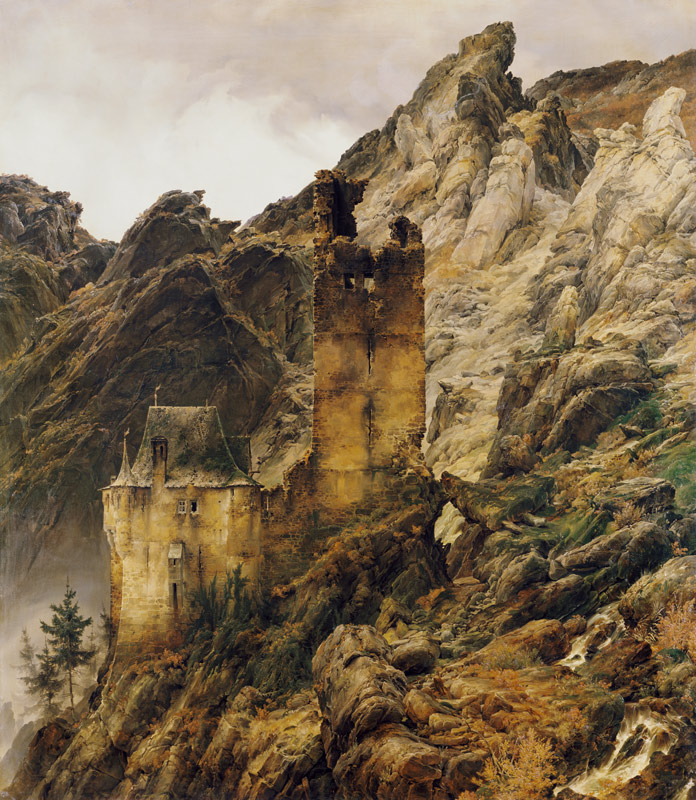Schlucht mit Ruinen van Carl Friedrich Lessing