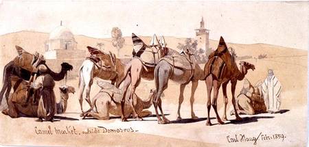 Camel Market Outside Damascus van Carl Haag