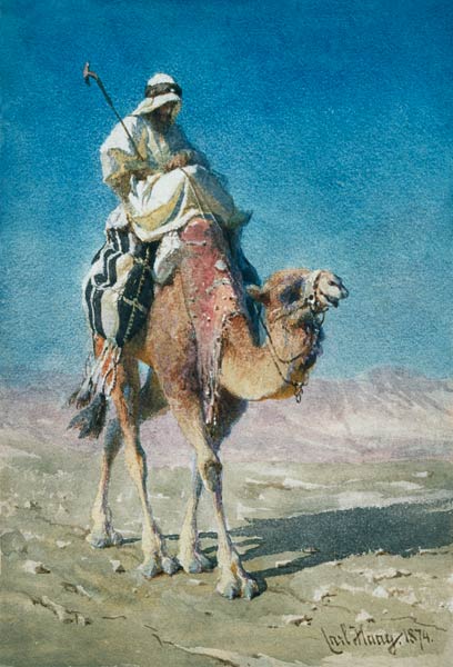 A Bedaween on a Camel's Back van Carl Haag
