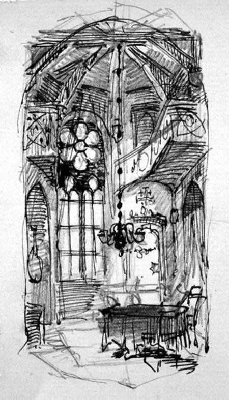 A sketch of the artist's Oberwesel studio van Carl Haag