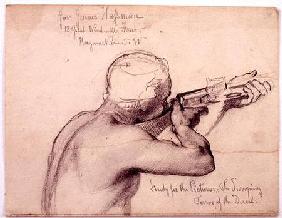 An Arab with a Musket, study for 'The Swooping Terror of the Desert' cil on
