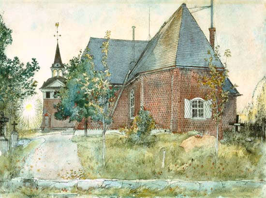 Old Sundborn Church, from 'A Home' series van Carl Larsson