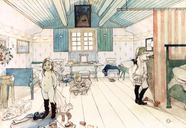 Mamma's and the Small Girl's Room, from 'A Home' series van Carl Larsson